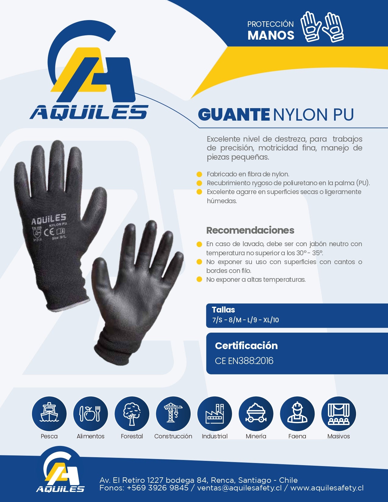 GUANTES NYLON PU